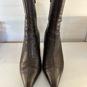 Gucci Dark Brown Leather Heeled Boots